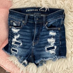 American eagle ripped up denim shorts